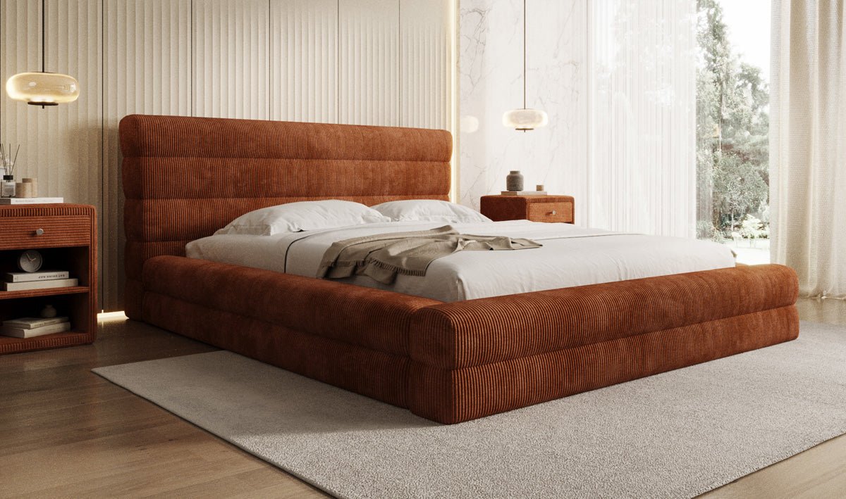 Designer Polsterbett Maren Cord mit Stauraum