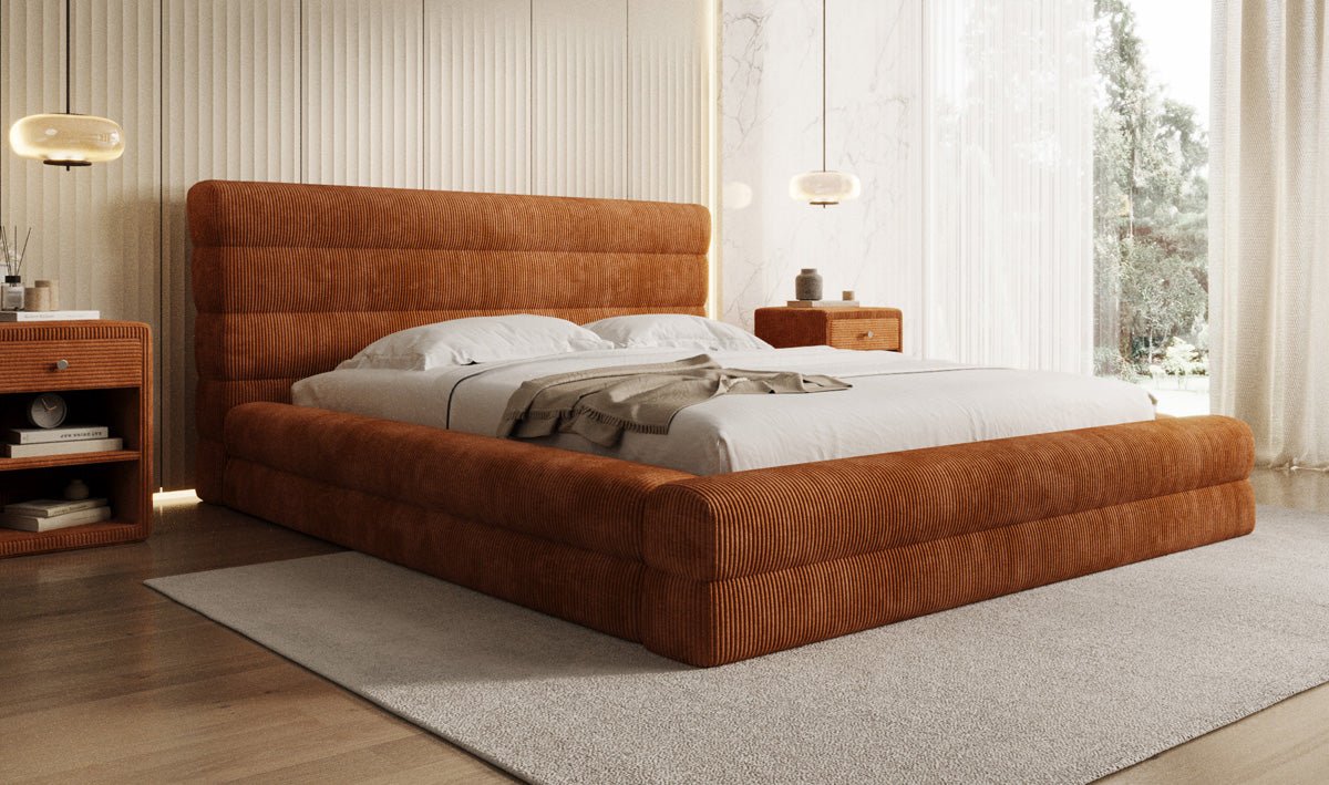 Designer Polsterbett Maren Cord mit Stauraum