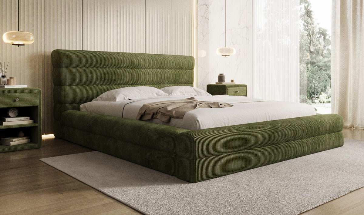 Designer Polsterbett Maren Cord mit Stauraum