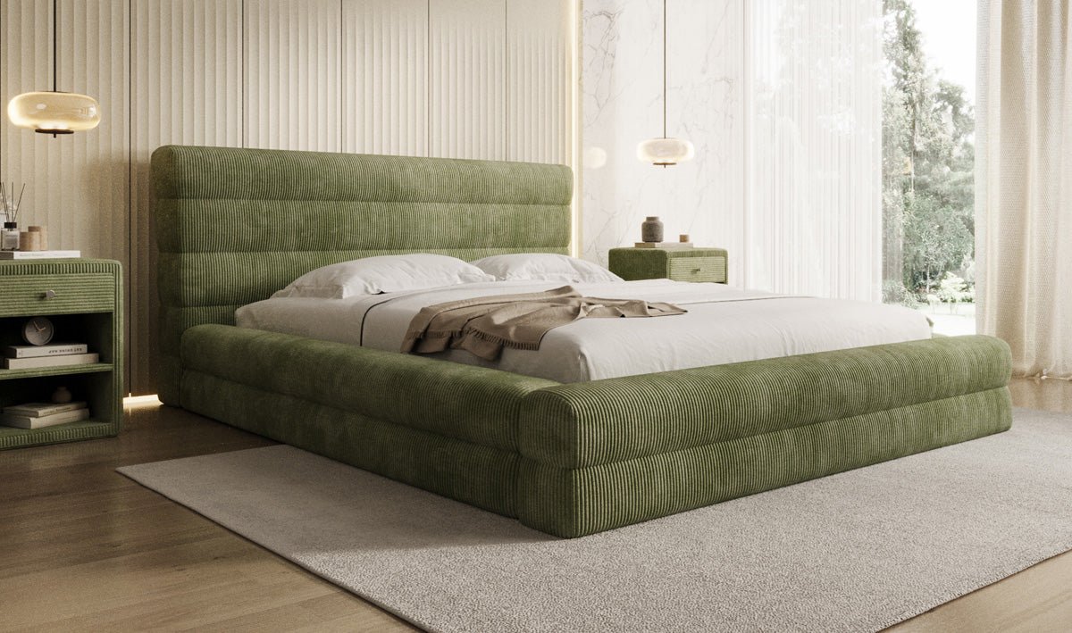 Designer Polsterbett Maren Cord mit Stauraum