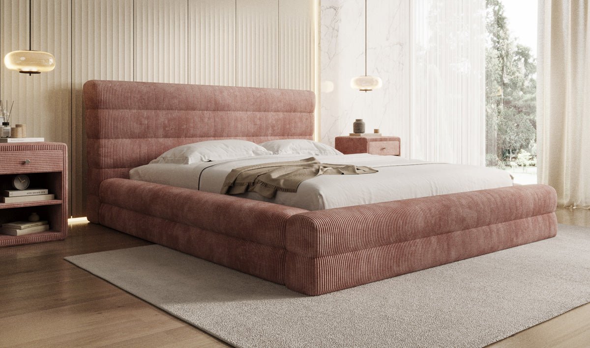 Designer Polsterbett Maren Cord mit Stauraum