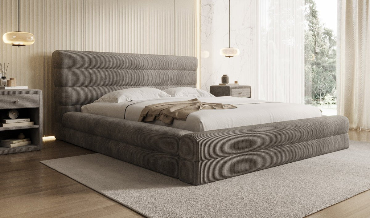 Designer Polsterbett Maren Cord mit Stauraum