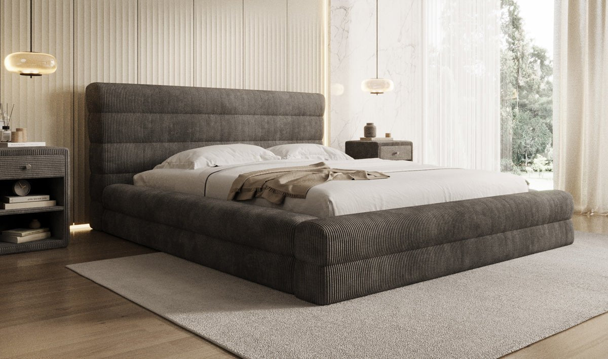 Designer Polsterbett Maren Cord mit Stauraum