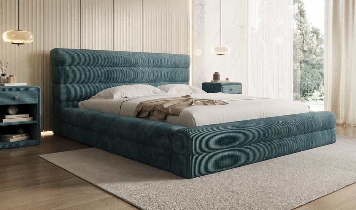 Designer Polsterbett Maren Cord mit Stauraum