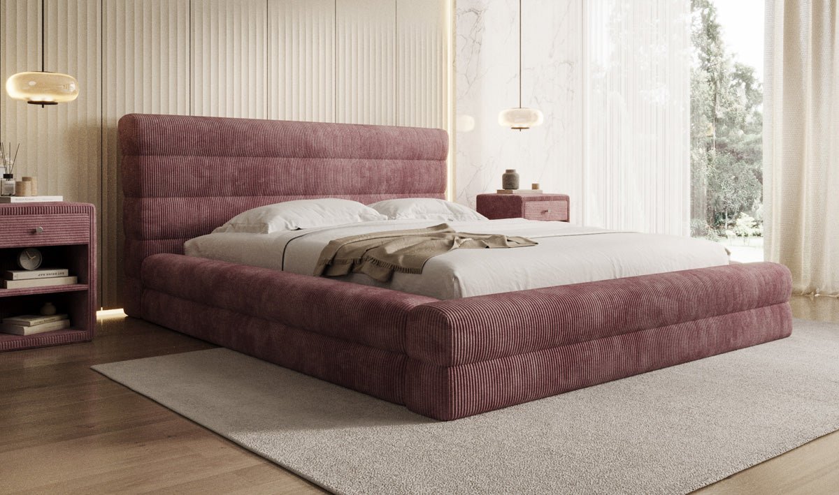 Designer Polsterbett Maren Cord mit Stauraum