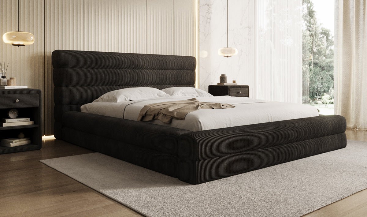Designer Polsterbett Maren Cord mit Stauraum