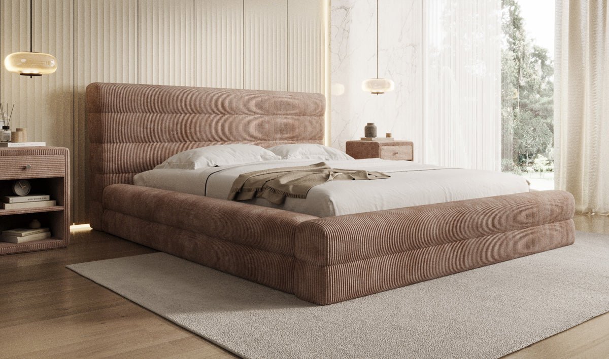 Designer Polsterbett Maren Cord mit Stauraum