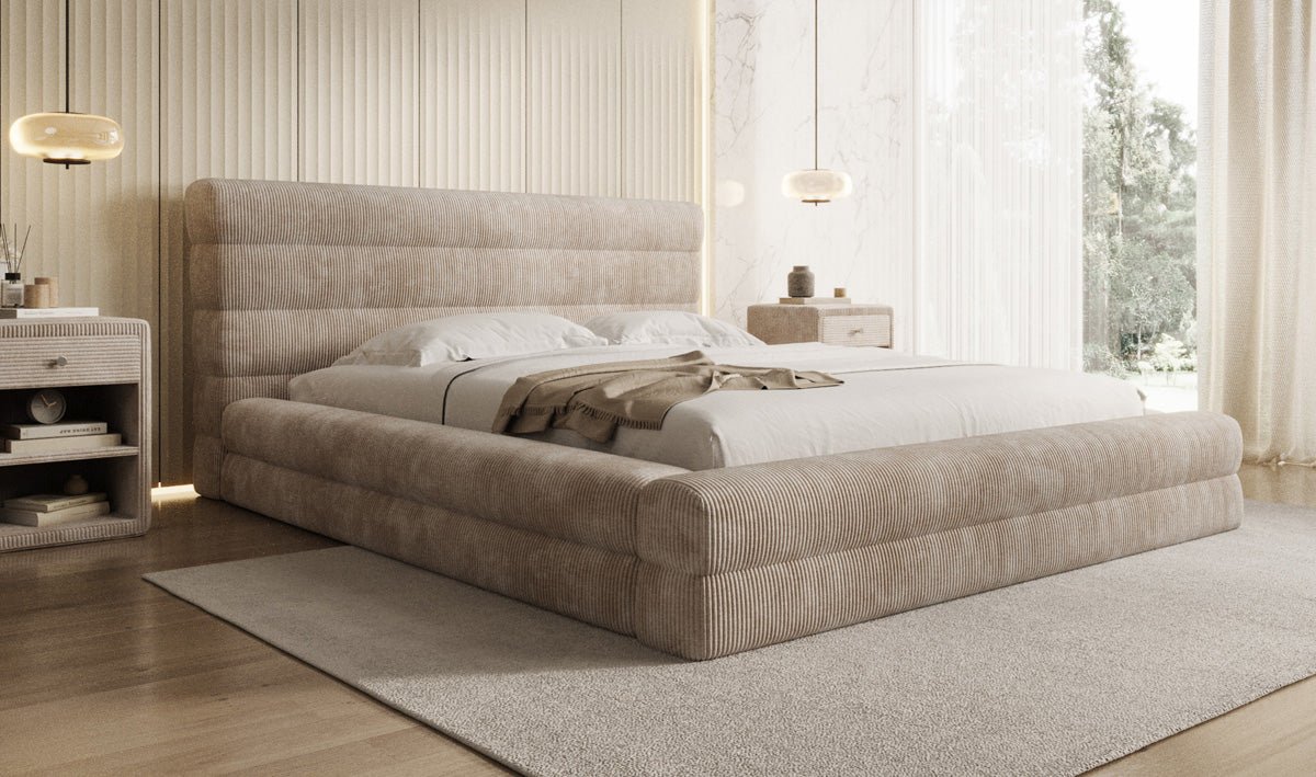 Designer Polsterbett Maren Cord mit Stauraum