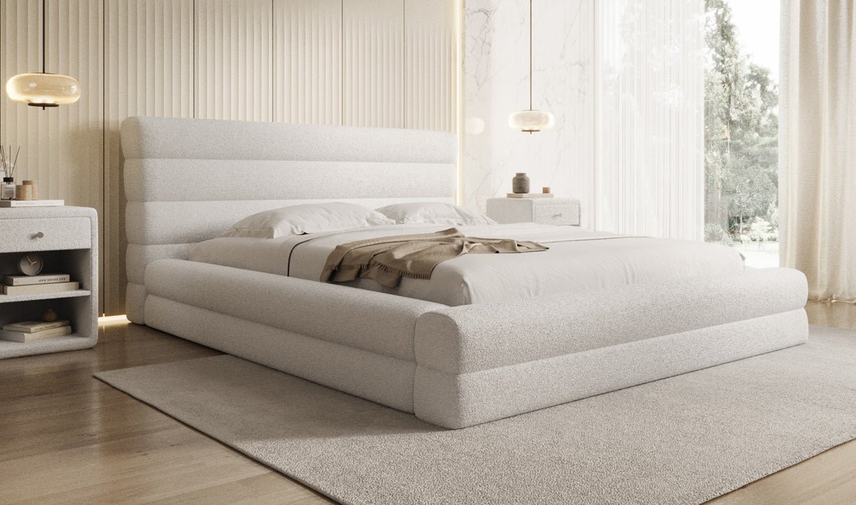 Luxusbetten24 Maren Designer Polsterbett Teddy Bouclé mit Stauraum