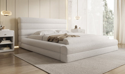 Luxusbetten24 Maren Designer Polsterbett Teddy Bouclé mit Stauraum
