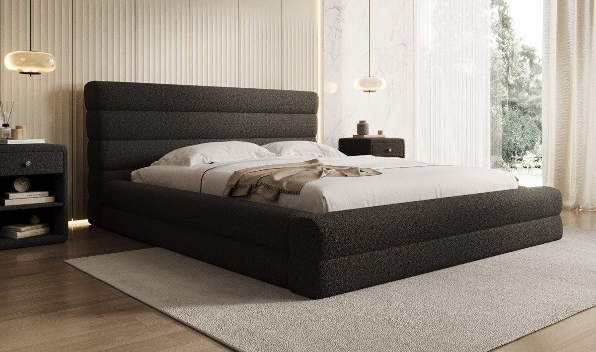 Luxusbetten24 Maren Designer Polsterbett Teddy Bouclé mit Stauraum