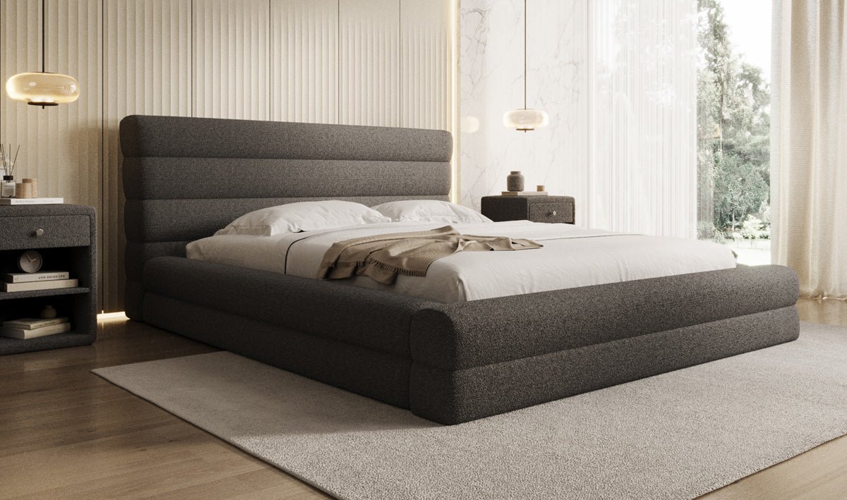 Luxusbetten24 Maren Designer Polsterbett Teddy Bouclé mit Stauraum