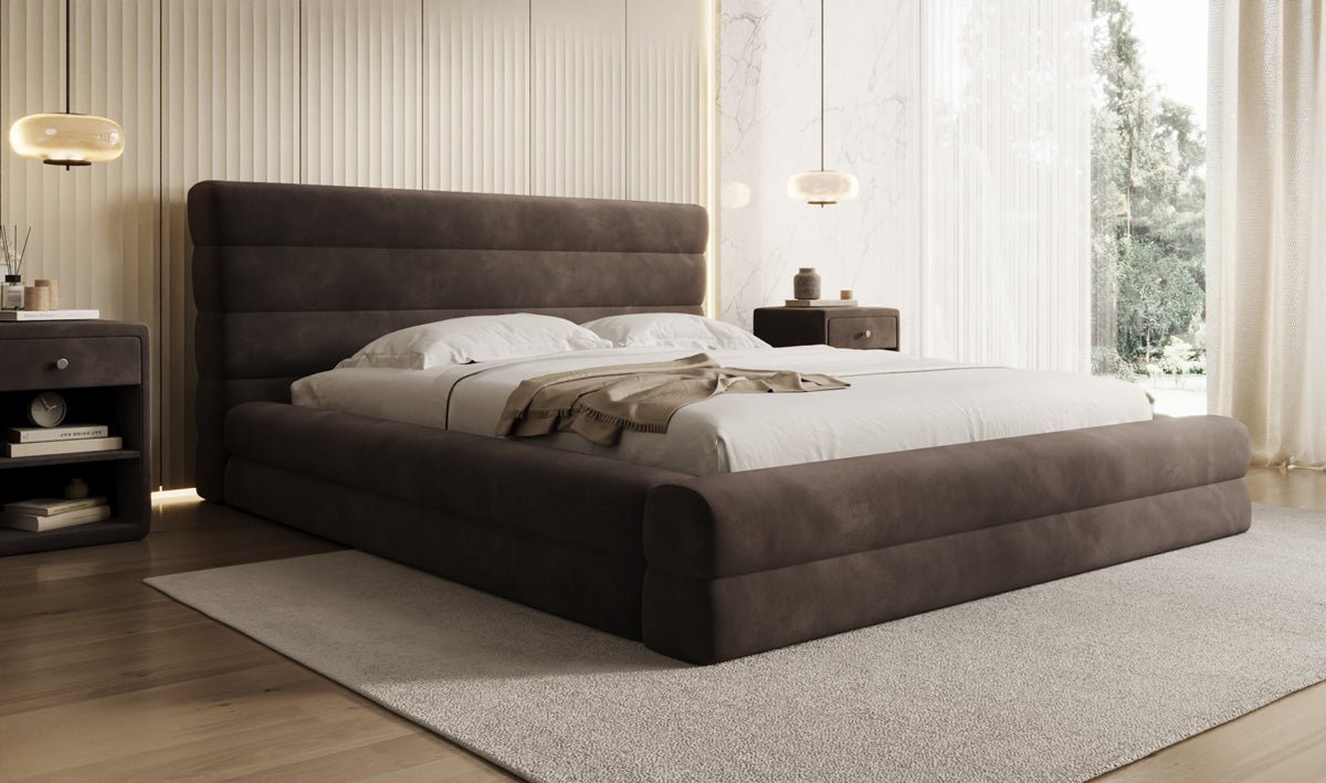 Luxusbetten24 Maren Designer Polsterbett Samt mit Stauraum für Schlafzimmer