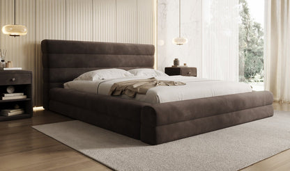 Luxusbetten24 Maren Designer Polsterbett Samt mit Stauraum für Schlafzimmer