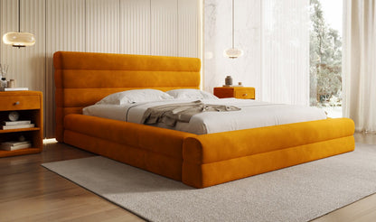 Luxusbetten24 Maren Designer Polsterbett Samt mit Stauraum für Schlafzimmer