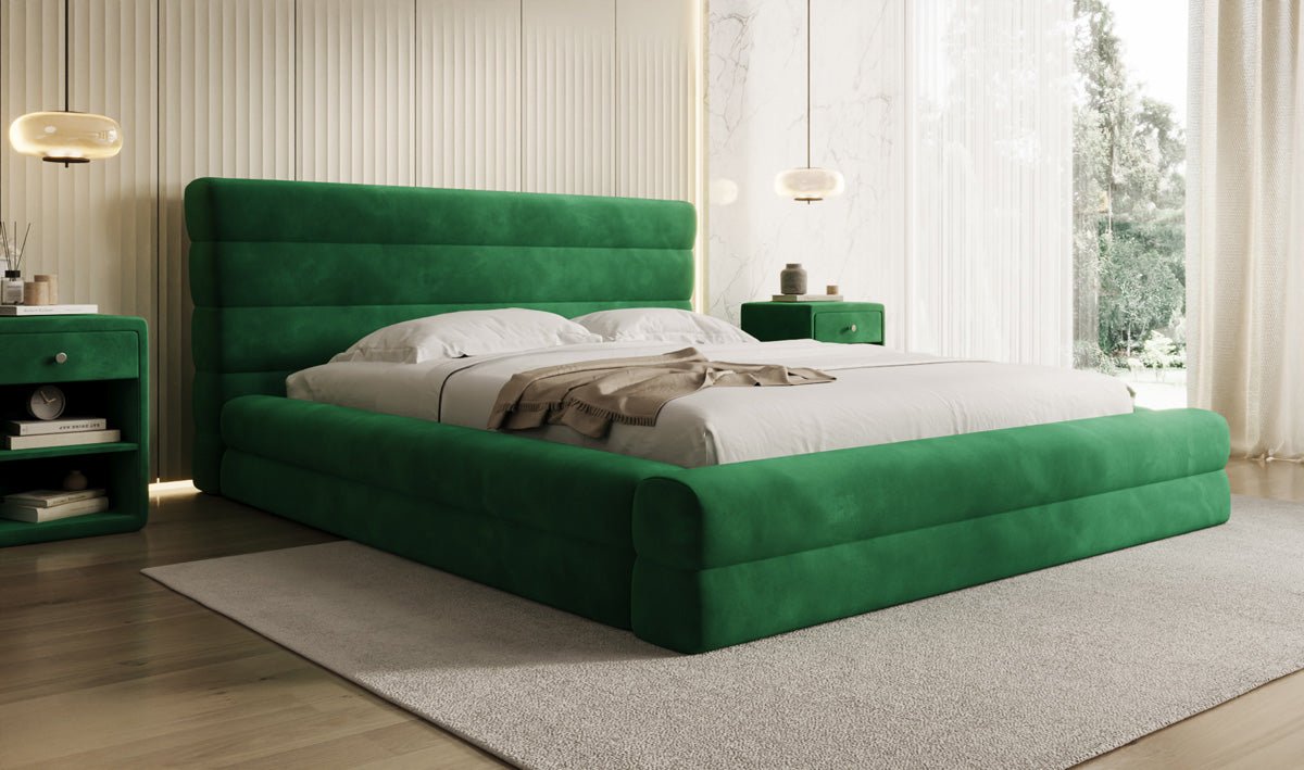 Luxusbetten24 Maren Designer Polsterbett Samt mit Stauraum für Schlafzimmer