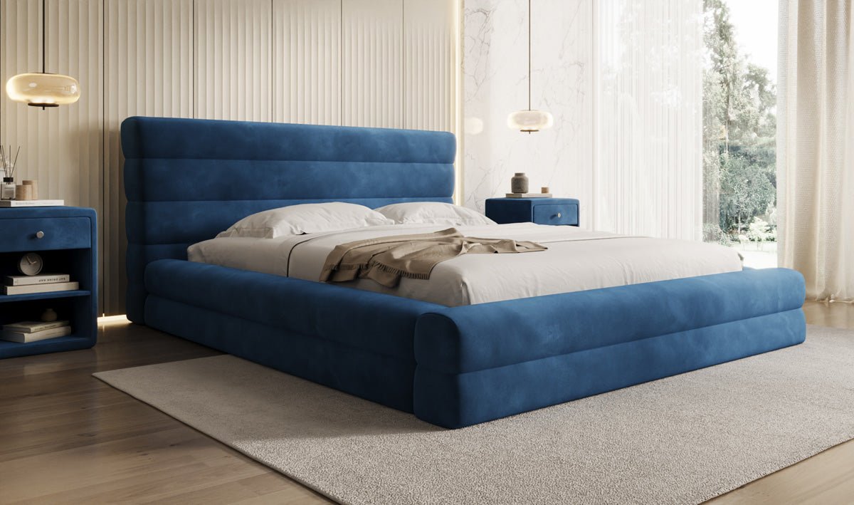Luxusbetten24 Maren Designer Polsterbett Samt mit Stauraum für Schlafzimmer