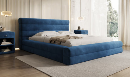 Luxusbetten24 Maren Designer Polsterbett Samt mit Stauraum für Schlafzimmer