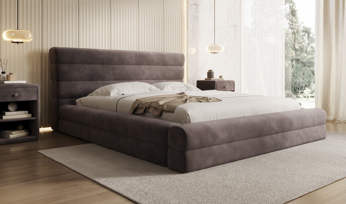 Luxusbetten24 Maren Designer Polsterbett Samt mit Stauraum für Schlafzimmer