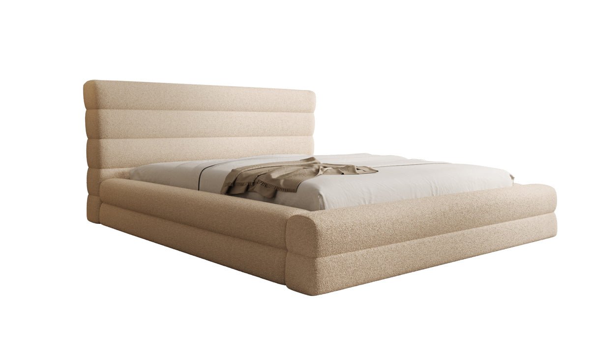 Luxusbetten24 Maren Designer Polsterbett Teddy Bouclé mit Stauraum