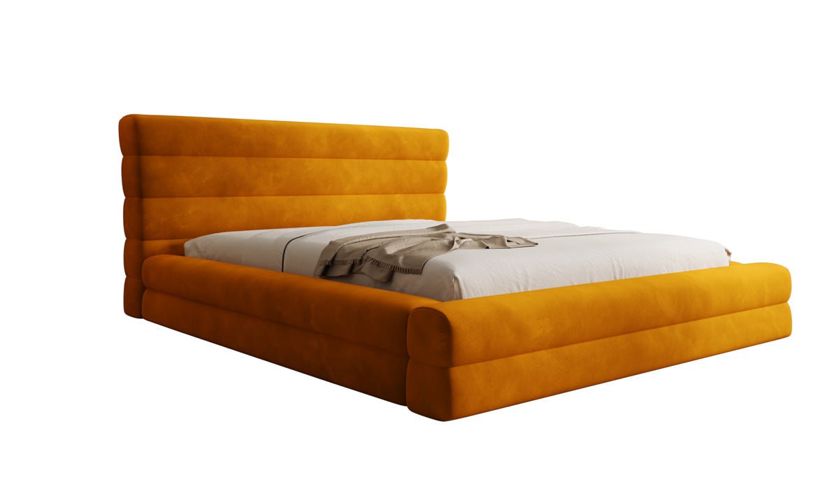 Luxusbetten24 Maren Designer Polsterbett Samt mit Stauraum für Schlafzimmer