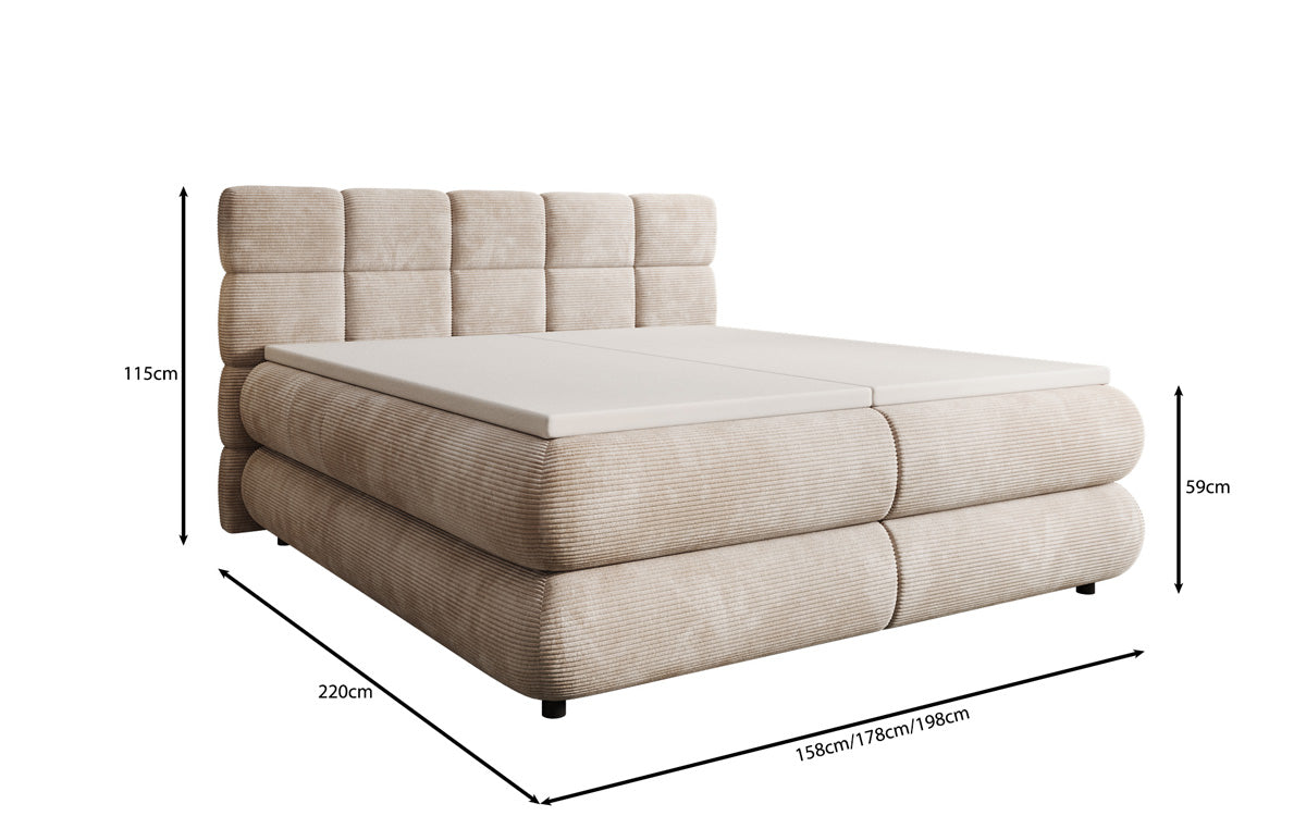 Luxusbetten24 Relana Boxspringbett, Elektrisch Verstellbar in Cord, Premium