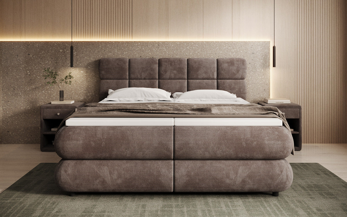 Luxusbetten24 Relana Boxspringbett, Elektrisch Verstellbar in Cord, Premium