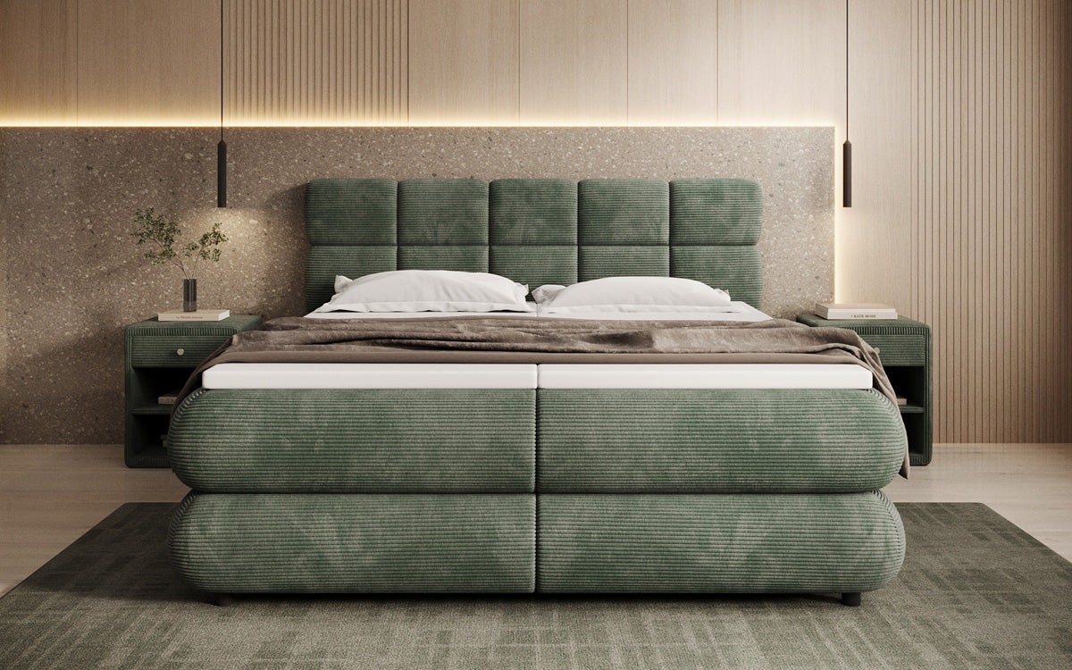 Luxusbetten24 Relana Boxspringbett, Elektrisch Verstellbar in Cord, Premium