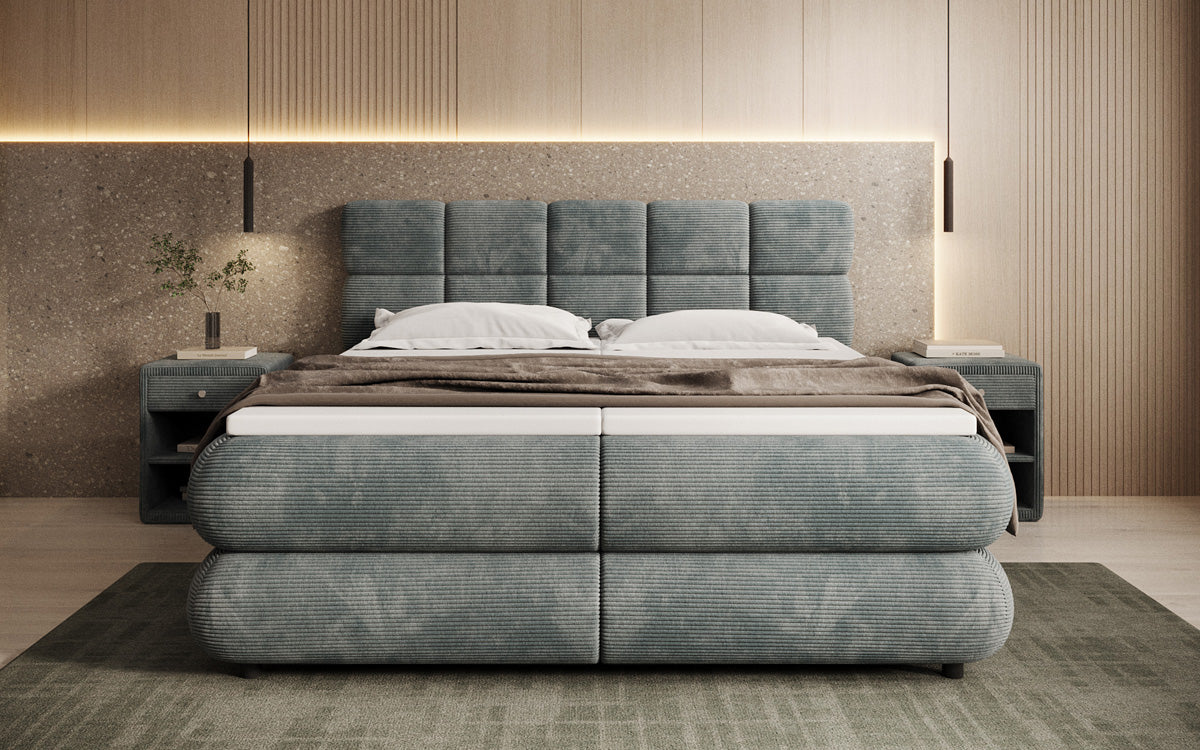 Luxusbetten24 Relana Boxspringbett, Elektrisch Verstellbar in Cord, Premium