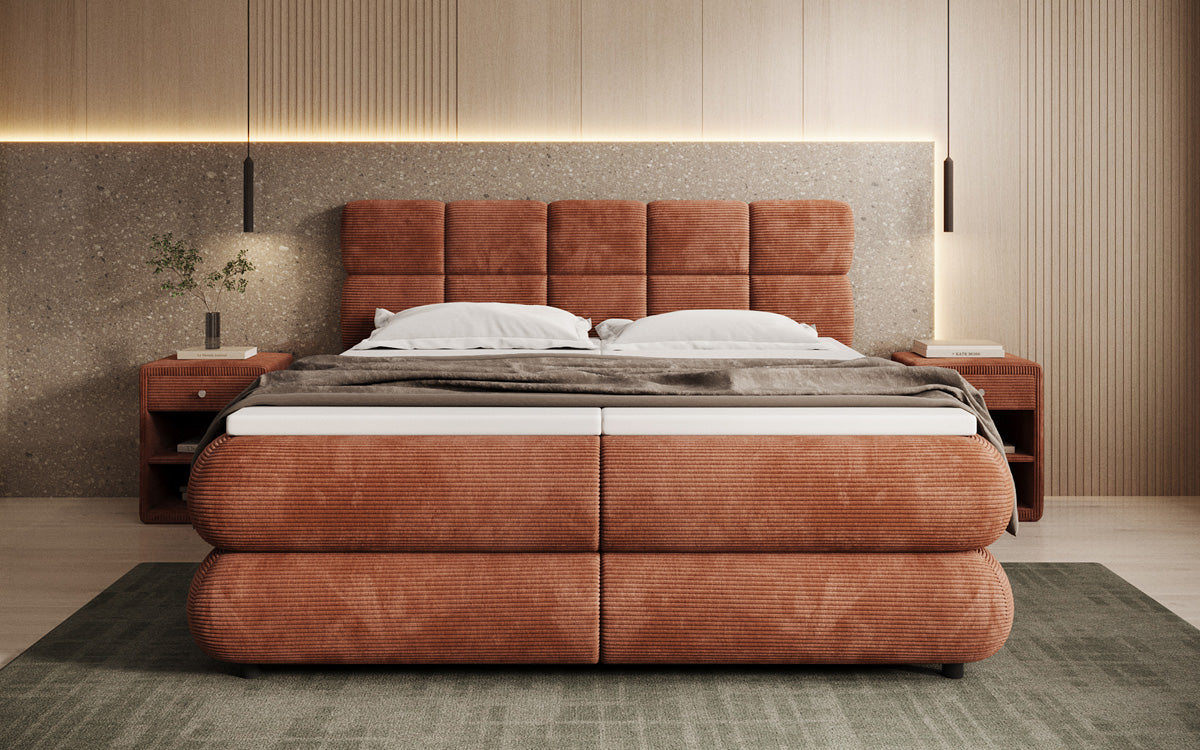 Luxusbetten24 Relana Boxspringbett, Elektrisch Verstellbar in Cord, Premium
