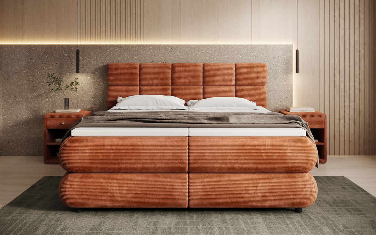 Luxusbetten24 Relana Boxspringbett, Elektrisch Verstellbar in Cord, Premium