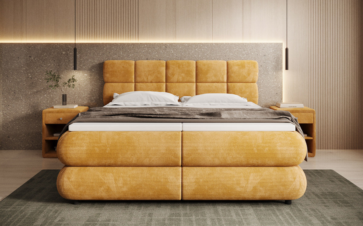 Luxusbetten24 Relana Boxspringbett, Elektrisch Verstellbar in Cord, Premium