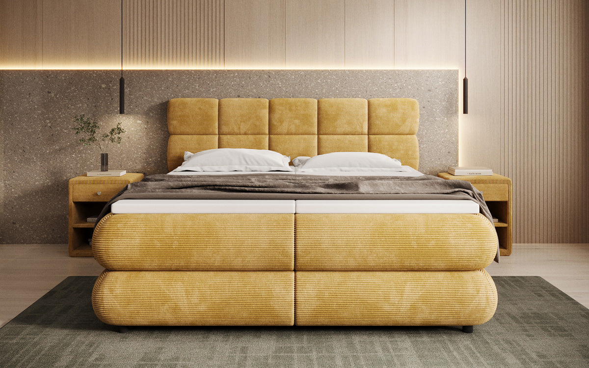 Luxusbetten24 Relana Boxspringbett, Elektrisch Verstellbar in Cord, Premium