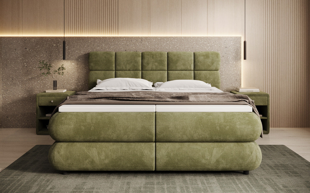 Luxusbetten24 Relana Boxspringbett, Elektrisch Verstellbar in Cord, Premium