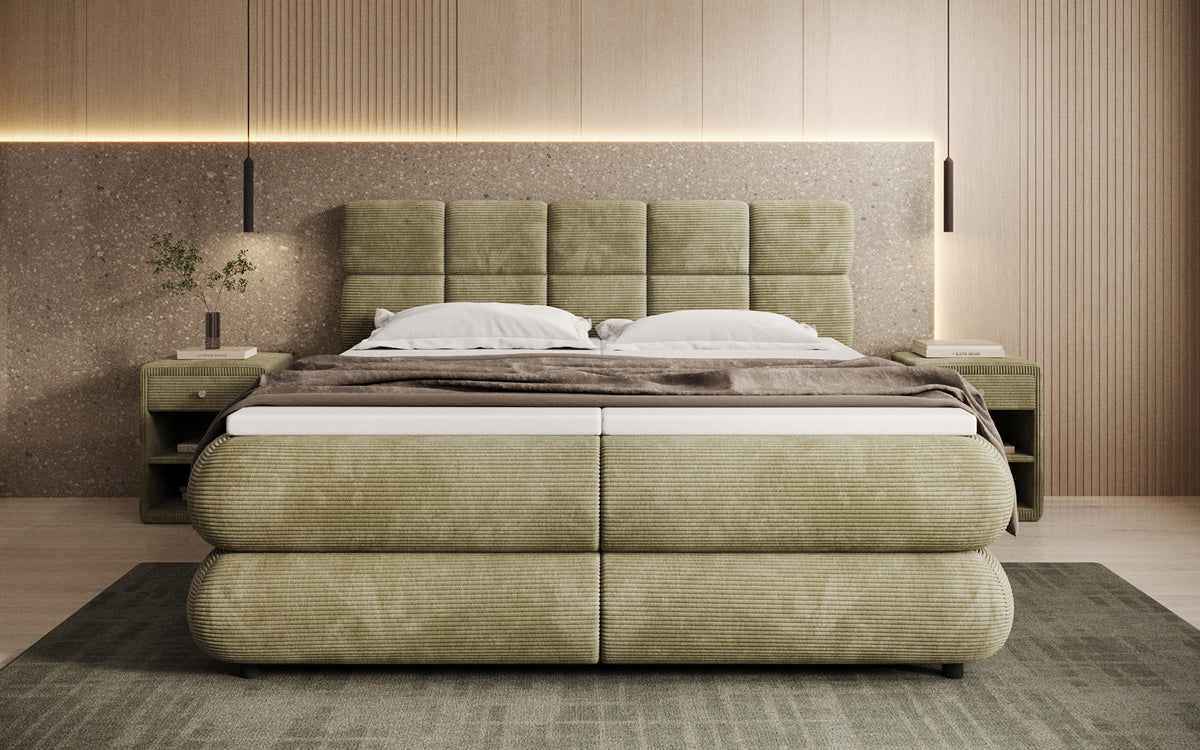 Luxusbetten24 Relana Boxspringbett, Elektrisch Verstellbar in Cord, Premium
