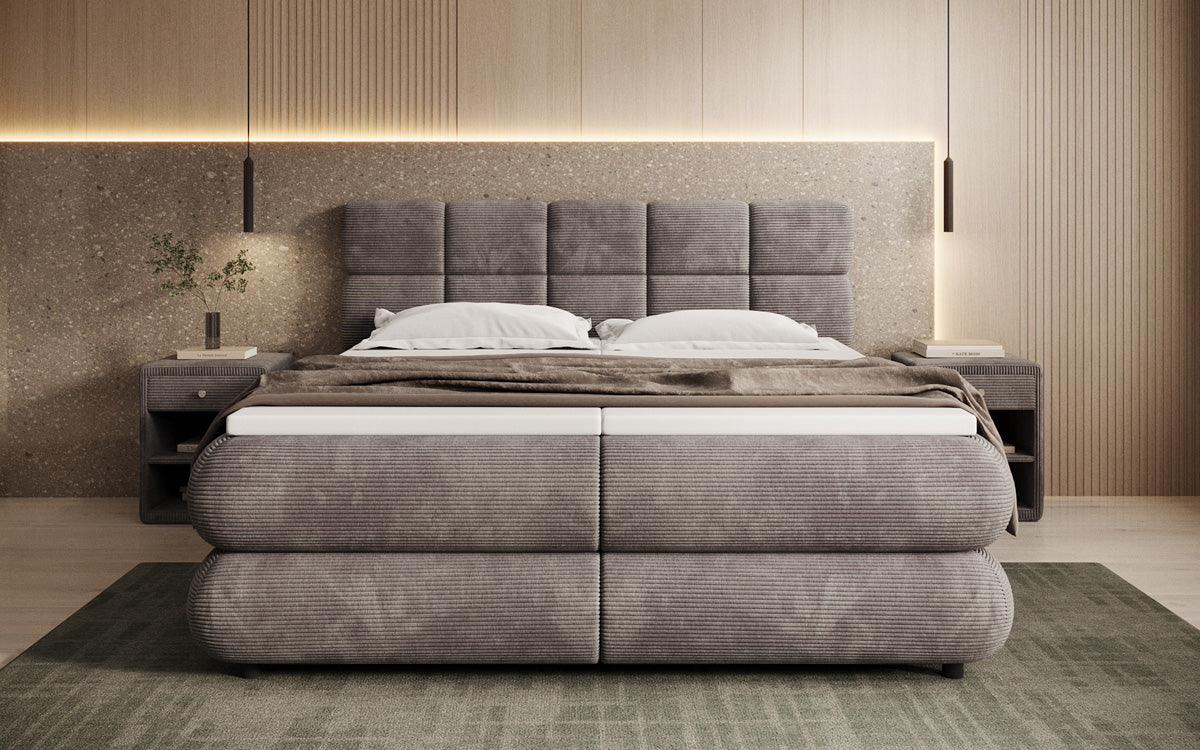 Luxusbetten24 Relana Boxspringbett, Elektrisch Verstellbar in Cord, Premium