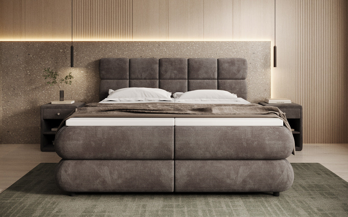 Luxusbetten24 Relana Boxspringbett, Elektrisch Verstellbar in Cord, Premium
