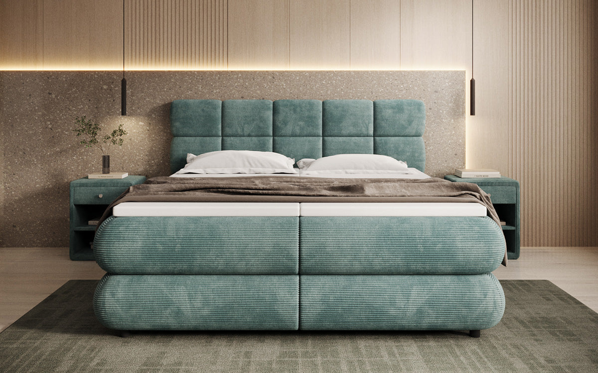 Luxusbetten24 Relana Boxspringbett, Elektrisch Verstellbar in Cord, Premium