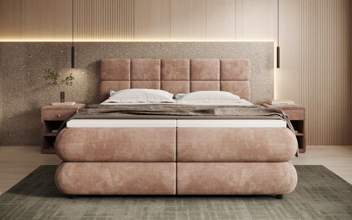 Luxusbetten24 Relana Boxspringbett, Elektrisch Verstellbar in Cord, Premium