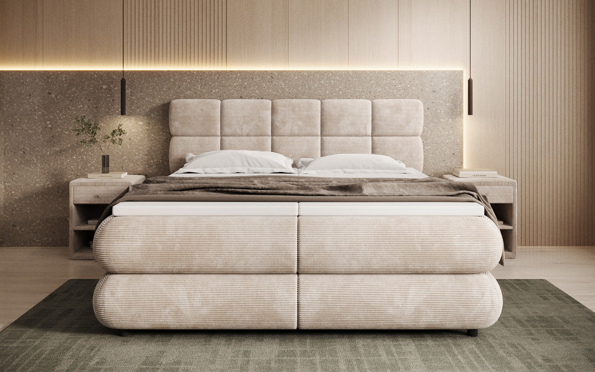 Luxusbetten24 Relana Boxspringbett, Elektrisch Verstellbar in Cord, Premium