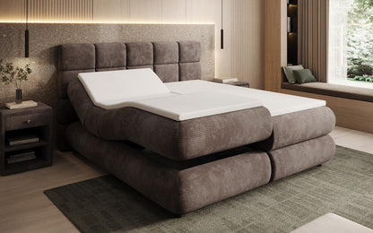 Luxusbetten24 Relana Boxspringbett, Elektrisch Verstellbar in Cord, Premium