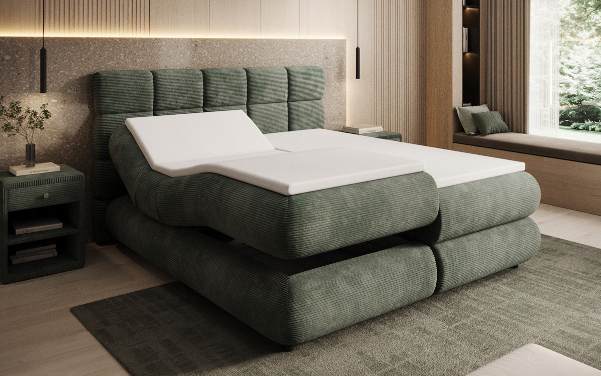 Luxusbetten24 Relana Boxspringbett, Elektrisch Verstellbar in Cord, Premium