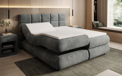 Luxusbetten24 Relana Boxspringbett, Elektrisch Verstellbar in Cord, Premium