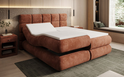 Luxusbetten24 Relana Boxspringbett, Elektrisch Verstellbar in Cord, Premium