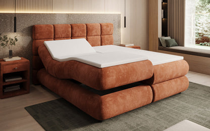 Luxusbetten24 Relana Boxspringbett, Elektrisch Verstellbar in Cord, Premium