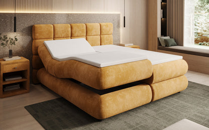 Luxusbetten24 Relana Boxspringbett, Elektrisch Verstellbar in Cord, Premium