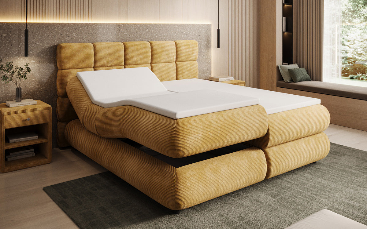 Luxusbetten24 Relana Boxspringbett, Elektrisch Verstellbar in Cord, Premium