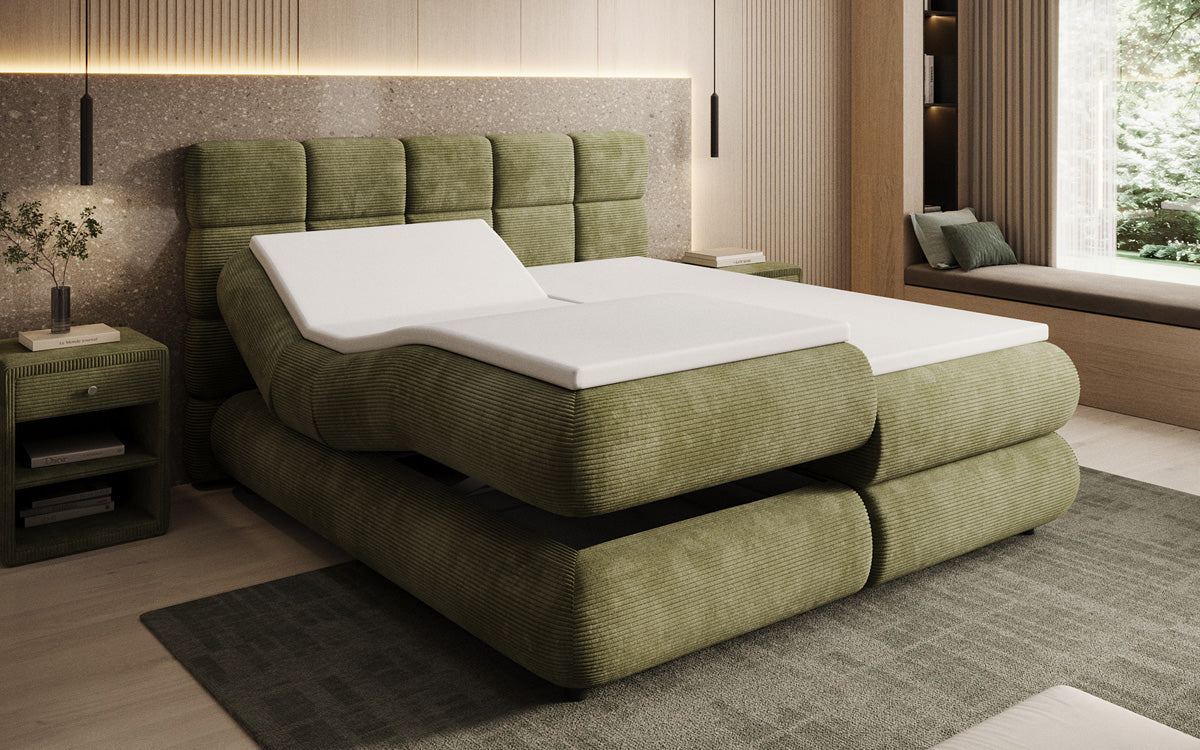 Luxusbetten24 Relana Boxspringbett, Elektrisch Verstellbar in Cord, Premium