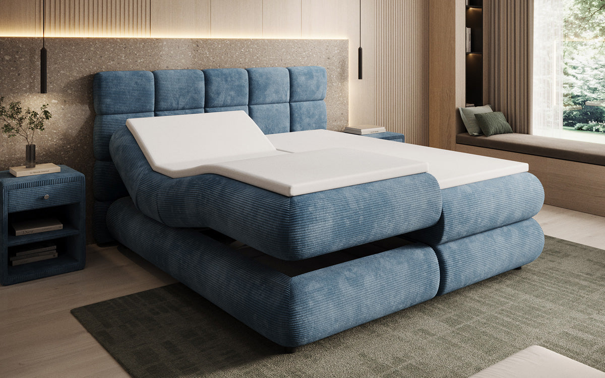 Luxusbetten24 Relana Boxspringbett, Elektrisch Verstellbar in Cord, Premium