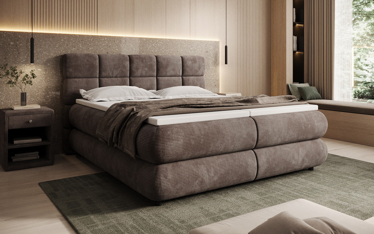 Luxusbetten24 Relana Boxspringbett, Elektrisch Verstellbar in Cord, Premium